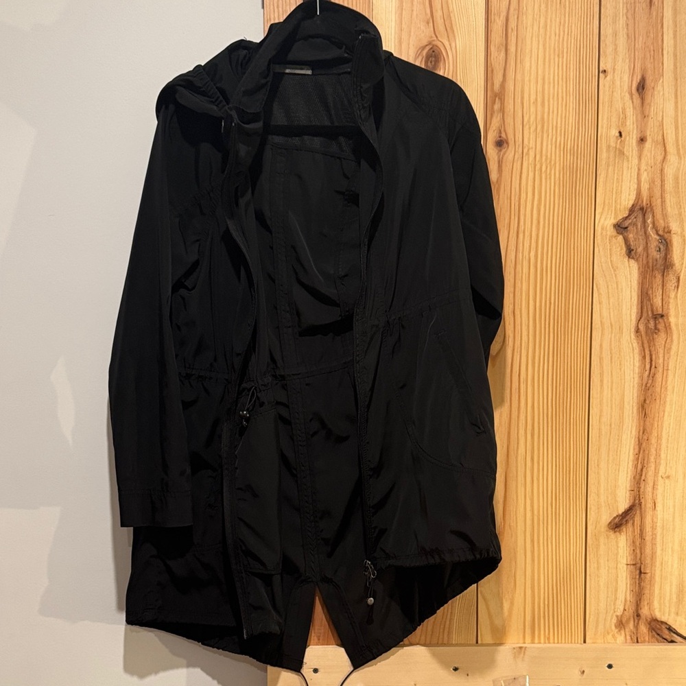 Black Hooded Rain Jacket